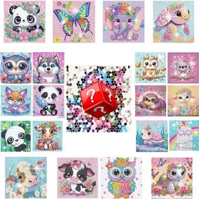 pvoodire Cartoon Diamond Painting-Cartoon Diamond Art Painting Kits, Cute Diamond Art Kits, Crafts for Gift, Mosaic Kits 5D Full Round Drill Gem Art for Home Wall Decor 6X6 inch
