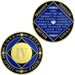 15 Year NA Sobriety Coin| NA Sobriety Recovery Chips and Medallions - Love, Hope, Spirit, Faith Recovery Token | Birthday Anniversary Recovery Gifts Narcotics Anonymous Coin
