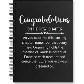 Congratulations on The New Chapter Hardcover 160 Page Blank Spiral Notebook, New Job Gifts for Colleague, Promotion Gifts for Coworker, Graduation Retirement Gifts for Friend, New Chapter Gifts