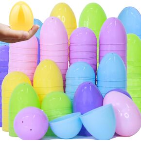 AMENON 50 Pack 3.1" Large Golden Easter Eggs Fillable Easter Eggs Bulk Plastic Easter Eggs Empty for Easter Treats Fillers Easter Basket Stuffers Eggs Hunt Supplies Classroom Prize Easter Party Favors