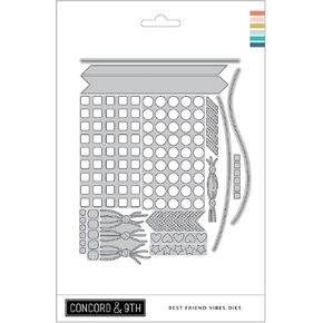 Concord & 9th- Best Friend Vibes Dies - 15 Metal Die Cut Pieces - DIY Papercrafting and Card Making