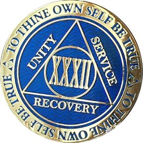 RecoveryChip 32 Year Reflex Gold Gold Plated AA Medallion Ecluency Actoneld Chip XXXII