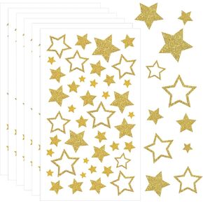 6 ملصقات نجم ساطع ، ملصقات نجمة مكافأة نجم مكافأة نجم ، ملصقات نجم ساطع للزخارف عيد الميلاد الحرف ، لوازم مدرس الفصل الدراسي (ذهبي) in Kuwait