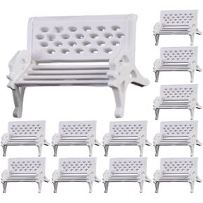20Pcs Miniature Park Bench Models, White Abs Mini Benches for Dollhouse, Diy Micro Landscape, Fairy Garden Decoration, 1.06 X 0.59 X 0.39 Inches