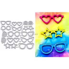 Love Heart, Five-Pointed Star Glasses Metal Cutting Dies for Card Making, Paper Embossing Die Cuts Kit Templates Supplies, Photo Frame Album DIY Scrapbooking Stencils Sets