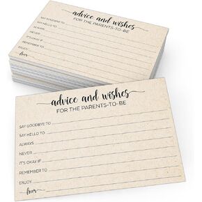 321Done Advice and Wishes for The Parents-to-Be Cards, Made in USA - 4x6 Tan, Fun Baby Shower Game Ideas, Gender Reveal Party Keepsake - Set of 50