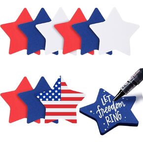 9 Pads Patriotic Star Shape Sticky Notes 4th of July Self-Adhesive Pastel Star Notepads for School Office Organizer Memorial Independence Day Party Supplies (Red, Blue, White, 360 Sheets)