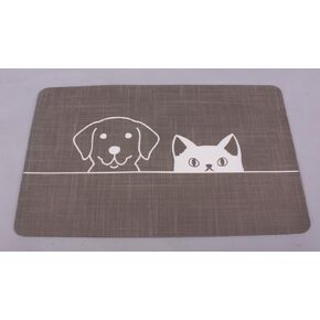 Cat & Dog Feeding Mat for Food and Water Bowl,Pet Eating mat,Absorbent-Non-Slip.Quick Dry Dog Water Bowl Dispenser Mat,Backing Pet Placemat for Messy Drinkers,Grey.Dog Paw-11.8x19.7 in