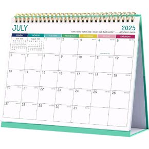 Desk Calendar 2025-2026 - July 2025 - December 2026, 2025-2026 Calendar, Standing Flip 2025-2026 Desktop Calendar, 9.8" x 8.3", Desk Calendar with Julian Date - White