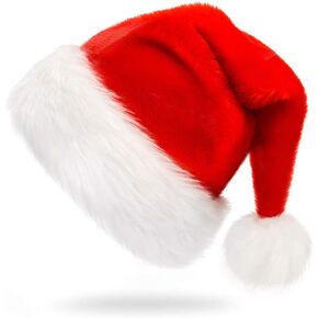 CCINEE Kids Santa Hat,Christmas Santa Hat Velvet Plush Red Hat for Home Decoration Xmas Party Supplies