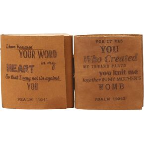 TUZECH Handmade Leather Bible Cover with Engraved Scripture Psalm Journal – Inspirational Christian Miniature Diary, Pastor Devotional Keepsake, Spiritual Prayer Notebook - 2 Pieces