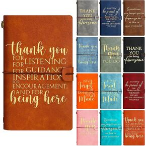 12 Pack Thank You Gifts Leather Journals Bulk Inspirational Notebooks Pocket Notepads Appreciation Gifts for Women Men Coworker Employee Teacher Nurse Volunteer Students Bosses Doctors