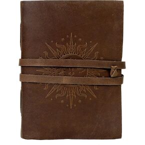 Sun & Moon Leather Journal, Deckle Edge Paper, 7 x 5 Inch Handmade Paper Journal, Vintage Journal, Sun and Moon Journal, Sun and Moon Notebook, Leather Sketchbook, Leather Journal for Women