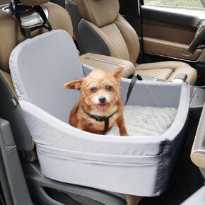 Dog Car Seat for Small Medium Dogs, Memory Foam Dog Booster Seat, Elevated Pet Car Seat for Dogs up to 35 lbs, Travel Safety Car Seat with Washable Removable Cover, Storage Pockets (Black)