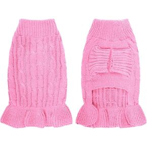 choyaxo Small Dog Sweater Pet Christmas Sweater Dress for Dogs Cat Pet for Winter Christmas Holiday Breathable Ruffle Hem Design (Pink, Medium)