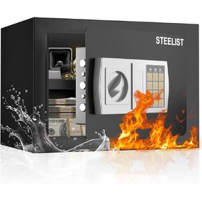 0.8 Cubic Fireproof Waterproof Safe, Security Digital Box with Removable Shelf, Cash Box for Home, Fireproof Safe for Documents, Jewelry, Gun, Valuables, Safety Box, Black