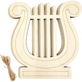 6 Pack 8 Inch Wood Music Harp Lyre Cutouts Unfinished Wood Music Harp Lyre Crafts Wooden Music Harp Lyre Hanging Ornaments DIY Music Harp Lyre Craft Gift Tags