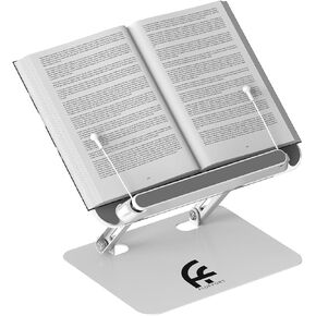 BESING BS01 BOOK BOOK Stand للقراءة ، حامل قابل للتعديل مع مقاطع قاعدة وصفحة ، وقبلة سطح المكتب القابلة للطي للكتب المدرسية ، وكتب الطبخ ، وأجهزة الكمبيوتر المحمولة ، والأقراص ، وألواح الموسيقى ، والوصفات (أبيض)