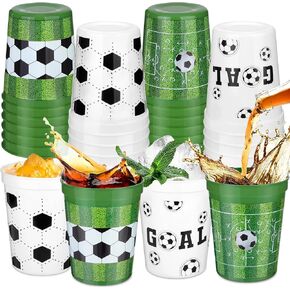 Kochorie 24 Pieces Soccer Birthday Party Decorations 16 OZ Green White Sports Ball Fan Cups Disposable Drinking Cups for Sport Themed Party Favors in Saudi Arabia