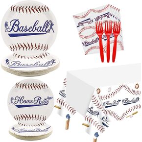 Baseball Party Supplies - Tableware Set, 81 Pcs, Plastic & Paper, Serves 20, Disposable Decorations for Kids, Adults Birthday, Game Day, Holiday Events