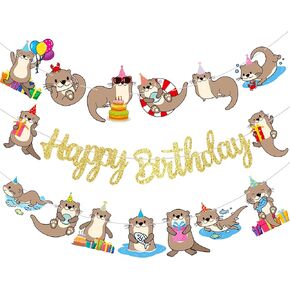 زخارف حفلة عيد ميلاد لطيف Otter بني عيد ميلاد سعيد لافتة البحر سمور غاية الملاهي البحر ديكورات عيد ميلاد للحيوان