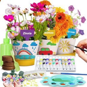 Paint & Plant Flower Growing Gardening Kit with 3 Pots for Kids - Easter Gifts for Girls & Boys Ages 5, 6, 7, 8, 9, 10, 11 & 12 Year Old Girl