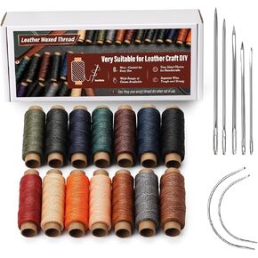 0.8 mm Leather Sewing Thread, 16 Colors 32 Yards Waxed Thread, Round Waxed Thread, Beading Thread, Wax String for Bracelet Making, Sewing Stitching, Bookbinding, Braiding