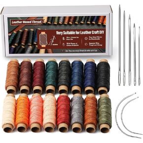 0.8 mm Leather Sewing Thread, 16 Colors 32 Yards Waxed Thread, Round Waxed Thread, Beading Thread, Wax String for Bracelet Making, Sewing Stitching, Bookbinding, Braiding