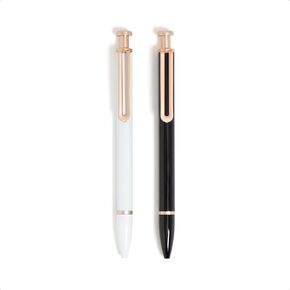 U Brands Midnight Monterey Ballpoint Pens, Set of 2, Black Soft Touch, Painted Black Details, Bold (1.0 mm) Point, Black Ink