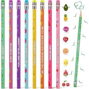 Leinuosen 200 Pcs Scented Pencils Bulk for Kids Inspirational Cute Fun Wood Smelly Pencils with Erasers Fruit Elements for School Classroom Office Students