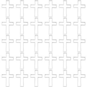 30Pcs Open Bezels, Stainless Steel DIY Hollow Frame Pendants, Cross Adhesive Shaped Frame Jewellery Necklace Accessory for Jewelry Making(16 X 11cm)