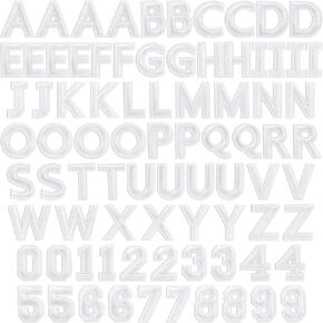 Bright Creations 82 Piece Embroidered Iron on Letter Patches and Numbers for Clothing, Backpacks, Sew On Appliques, Arts and Crafts (White, 1 in) - Embroidery Letters - Iron on Letters for Backpack