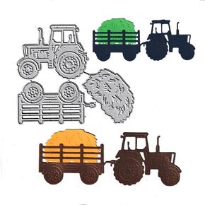 Spring Truck Harvest Grain Straw Cutting Dies, Fall Leaves Farm Tractor Bumper Harvest Die Cuts Metal Embossing Stencils Template Mould for Card Scrapbooking and DIY Craft Album Paper Card Decor