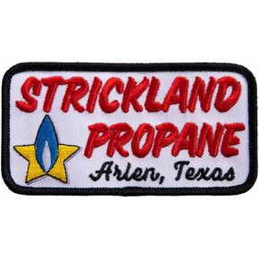 Pickwicks Strickland Propane, Arlen Texas Embroidered Patch w/Iron-On Adhesive, White