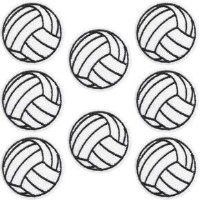 12pcs Volleyball Iron on Patches for Backbags, Sew on Volleyball Embroidered Patch, Sport Ball Embroidery Applique Accessories for DIY Clothes Jackets Jeans Hats- Black & White