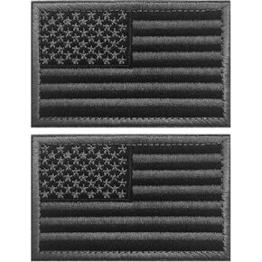 Tactical USA Embroidered Flag Patch, Black Gray American Flag Patch, America Military Embroidered Appliqué Patches for Backpacks, Bags, Hats