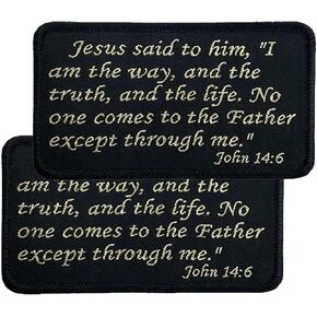 John 14:6 Bible Verse Patches, I Am The Way and The Truth Embroidery Patches Set for Caps Bags Backpacks Tactical Vest