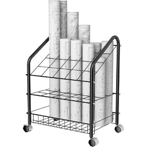Blueprint Holder 20 Slots Double Layer Blueprint Storage for Any Roll of Documents - Vinyl Roll Storage, Construction Paper Organizer, Blueprint Storage Racks for Office, Home, Factory