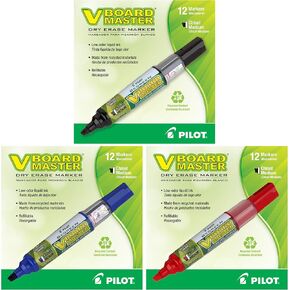 Pilot V Board Master Refillable Dry Erase Markers, Assorted Colors Bundle, 36 Count