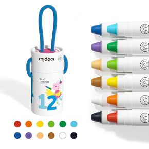 MiDeer Twistable Crayons for Toddlers, 24 Colors Washable Jumbo Crayons, Ultra-Silky Crayons with Colorful Crayon Bucket for Toddler 1-3, Easy to Hold Safe Art Supplies for Kids