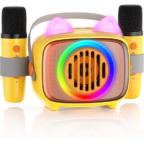 آلة الكاريوكي الصغيرة للأطفال مع 2 ميكروفونات لاسلكية ، ومكبر صوت بلوتوث المحمولة هدية للبنات والأولاد الذين تتراوح أعمارهم بين 4 و 12 عامًا ، هدايا حفلة عيد ميلاد للأطفال الصغار 4 ، 5 ، 6 ، 7 ، 8 ، 9 ، 10+ سنة in Kuwait