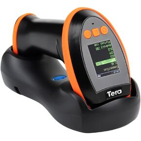 Tera Barcode Scanner Wireless with Screen: Pro Version 1D 2D QR with Setting Keypad Charging Cradle Works with Bluetooth 2.4G Wireless USB Wired Handheld Bar Code Reader HW0009