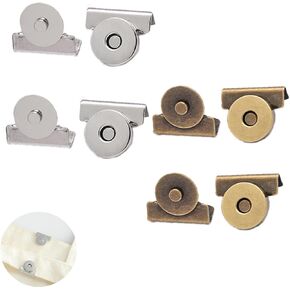 4 Set Magnetic Buttons Snap Buckle Clip Fasteners Closure Non-Sewing Clasps for Bags Handbag Purse Wallet Cotton Canvas Tote Clothes Craft Grocery Shopping Beach Bag DIY Parts