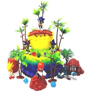 Sonic و Friends Deluxe Scene Scene Birthday Party Cake Topper يضم شخصيات صوتية وملحقات ذات طابع زخرفي