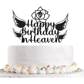 Happy Birthday in Heaven Cake Topper Funeral Themed Cake Topper Happy Heavenly Birthday Cake Decorations for Anniversary Funeral Party Supplies