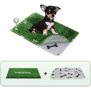 Dog Pee Grass with Washable Pee Pads for Dog Litter Box, Large Ultra-Absorbent Artificial Grass Pads for Dogs Potty,Dog Potty Grass with Reusable Puppy Pads for Indoor Potty Training