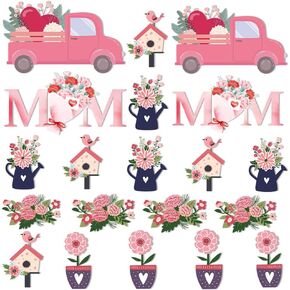 Mother's Day Decoration Sticks Cards Party Centerpiece Sticks Vase Cake Toppers Flowers Birds Cars for Love Mum Day Art Decor in Kuwait