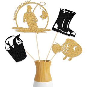 Gone Fishing Theme Centerpieces Sticks,Fish Themed Birthday Party Decorations,Little Fisherman Fish Theme Baby Bobber Retirement Wedding Party Supplies