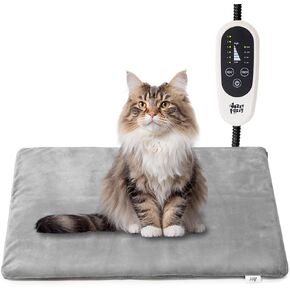 Pet Heating Pad, 6 Adjustable Temperature Dog Cat Heating Pad with Timer, Waterproof Heating Pad Indoor for Dogs with Chew Resistant Cord (S:18" x 16")