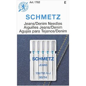 SCHMETZ Jean & Denim Sewing Machine Needles - Precision Needles for Heavy Fabric, Size 90/14, 5-Needle Cards, Pack of 5